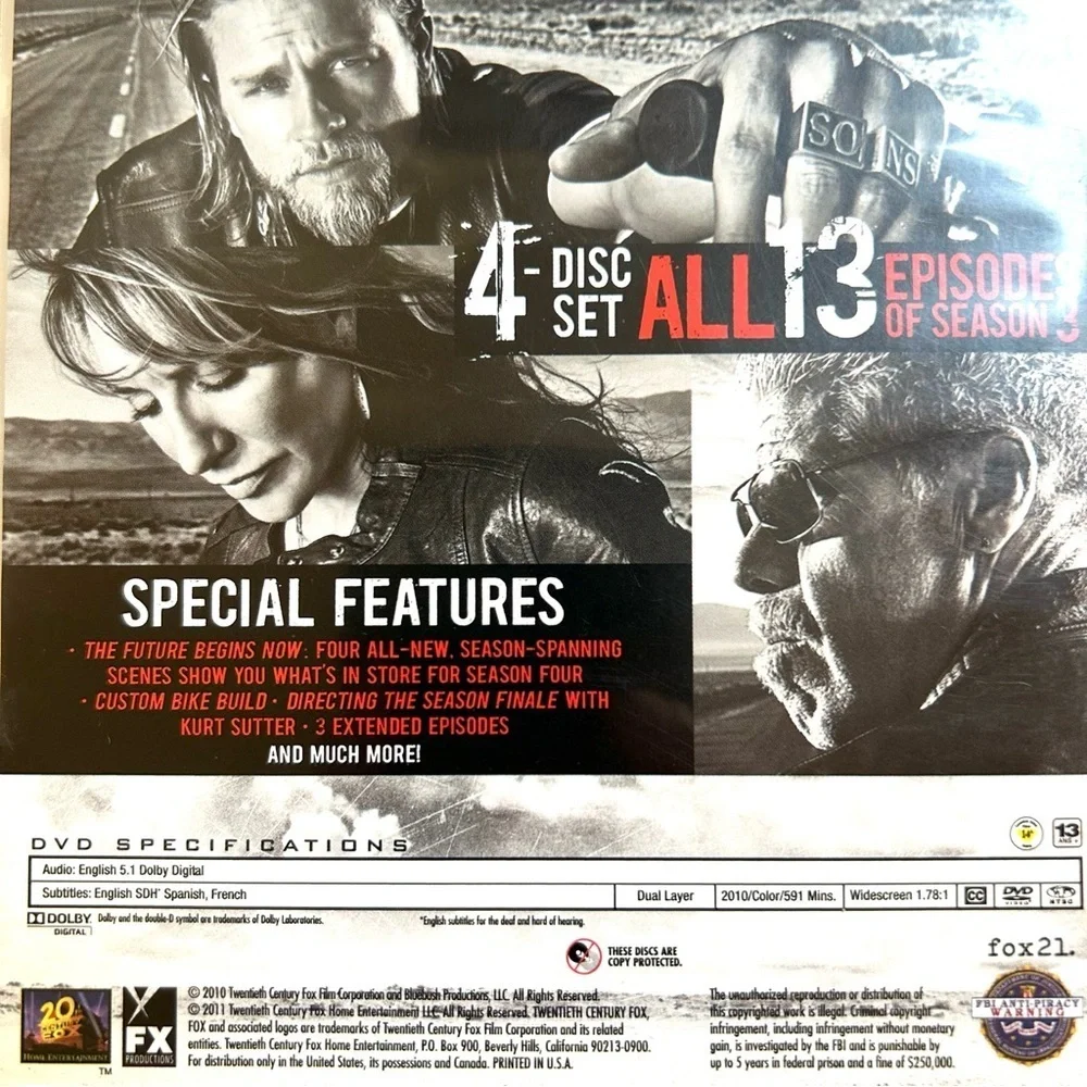 SONS OF ANARCHY Season 3 - DVD - Charlie Hunnam and Ron Perlman - Picture 7 of 12